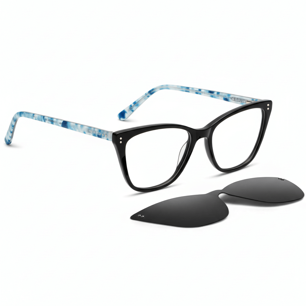 anteojos opticos agatados de mujer con clip de sol polarizado con sobrelente lentes con receta verde#color_verde