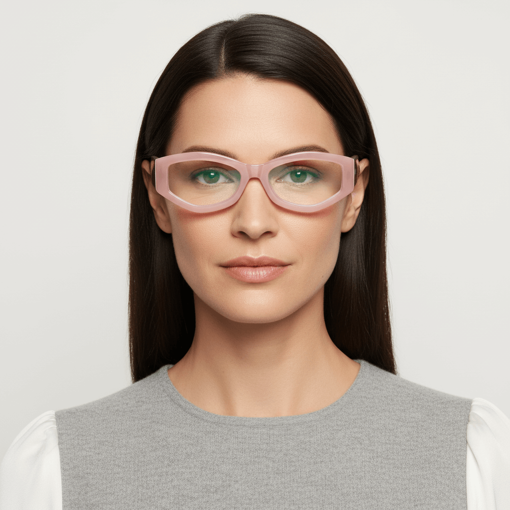 lentes anteojos o gafas opticos geometricos de moda de acetato livianos y delgados para mujer #color_pink