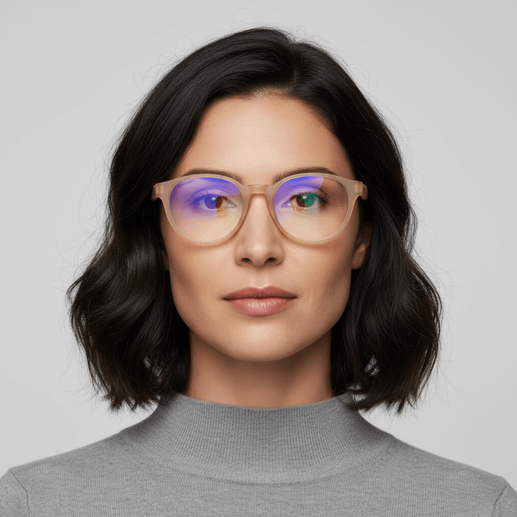 anteojos ópticos gafas con o sin receta optica armazones de plastico reciclado o acetato sustentable de color durazno vista frontal #color_peach