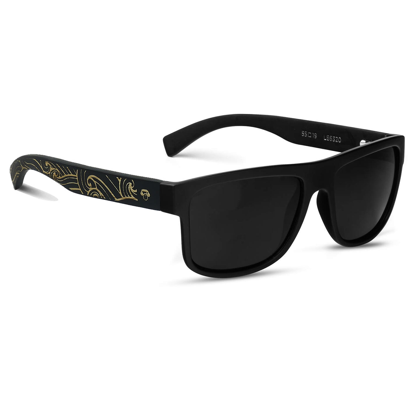 anteojos de sol rectangulares polarizados negros pata de madera  para hombre y mujer con lentes de color negro