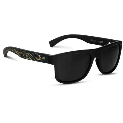 anteojos de sol rectangulares polarizados negros pata de madera  para hombre y mujer con lentes de color negro