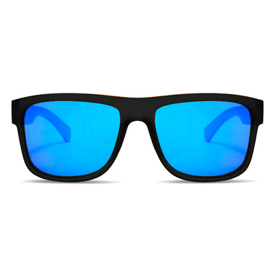 anteojos de sol clásicos polarizados  de hombre y mujer con lentes de color sky o azul reflectante