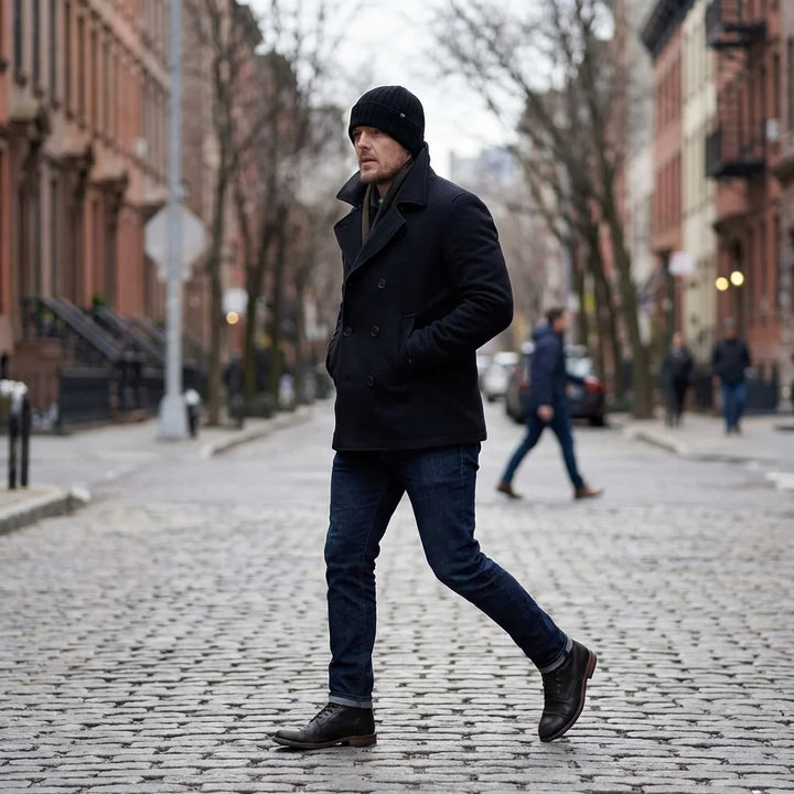 Beanie gorro de invierno en calle urbana día de invierno Bonoboss
