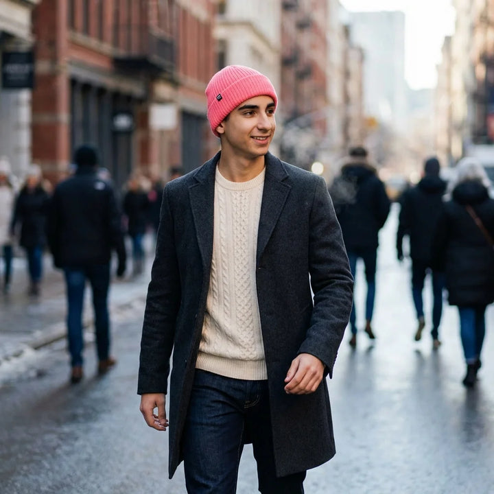 Beanie gorro de invierno en calle urbana día de invierno Bonoboss