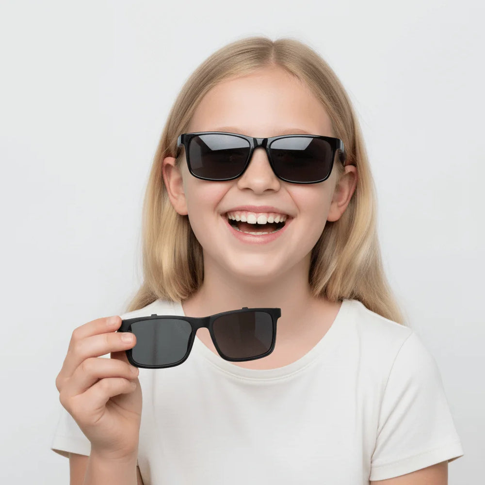 BonoKids Big Mom Clip en negro lentes con receta de frente diseño ligero #color_negro