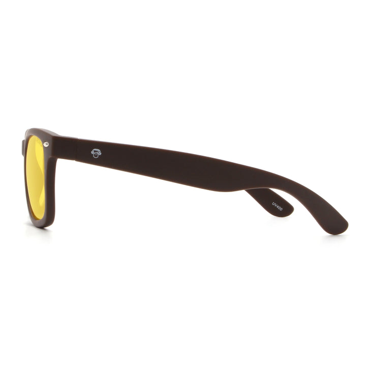 Acacia RPET Café lentes de sol cristal Amarillo vista lateral unisex madera reciclada #color_amarillo