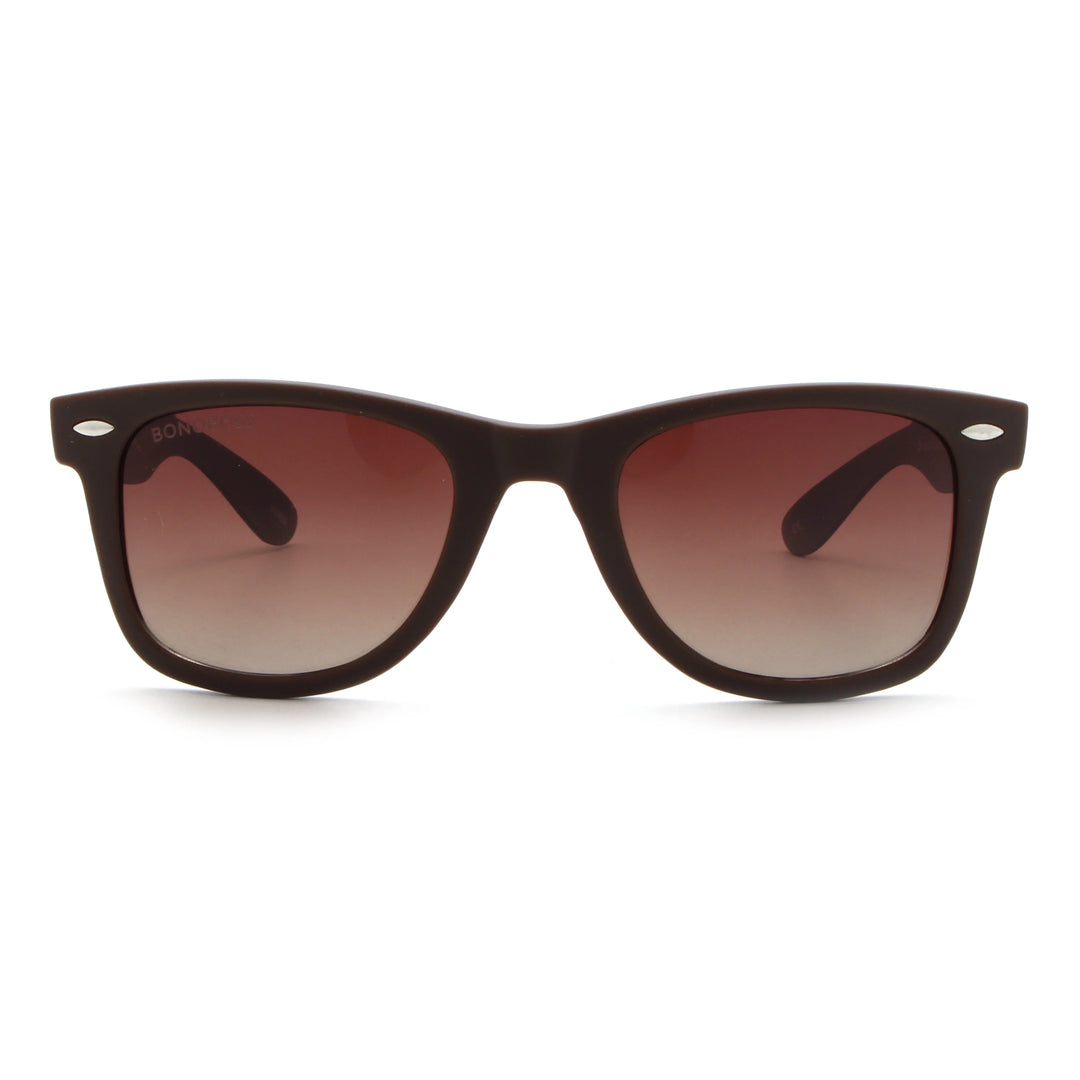 Acacia RPET Café lentes de sol cristal Gradiente Cafe vista frontal unisex madera reciclada #color_gradiente-cafe