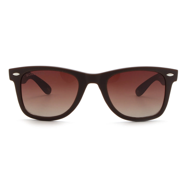 Acacia RPET Café lentes de sol cristal Gradiente Cafe vista frontal unisex madera reciclada #color_gradiente-cafe