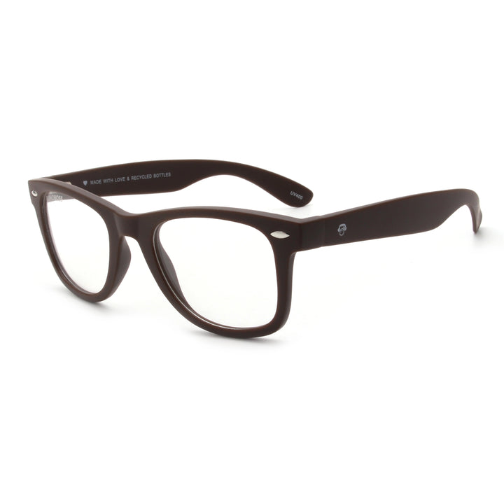 Acacia RPET Café lentes de sol demo sin tinte vista tres cuartos unisex madera reciclada #color_demo
