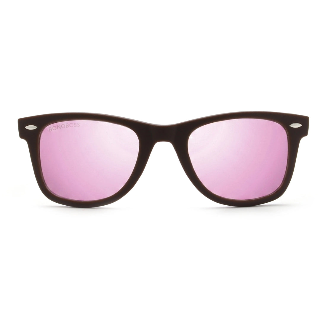 Acacia RPET Café lentes de sol cristal Espejado Pink vista frontal unisex madera reciclada #color_espejado-pink