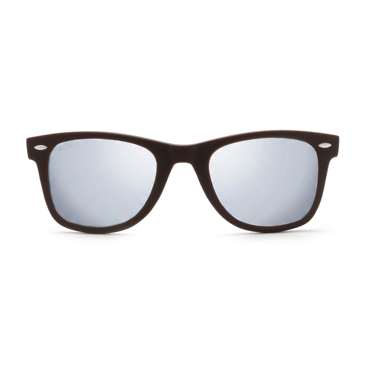 Acacia RPET Café lentes de sol cristal Espejado Silver vista frontal unisex madera reciclada #color_espejado-silver