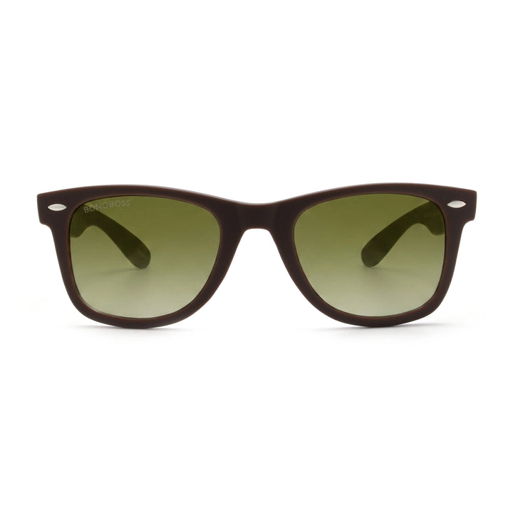 Acacia RPET Café lentes de sol cristal Gradiente Olive vista frontal unisex madera reciclada #color_gradiente-olive