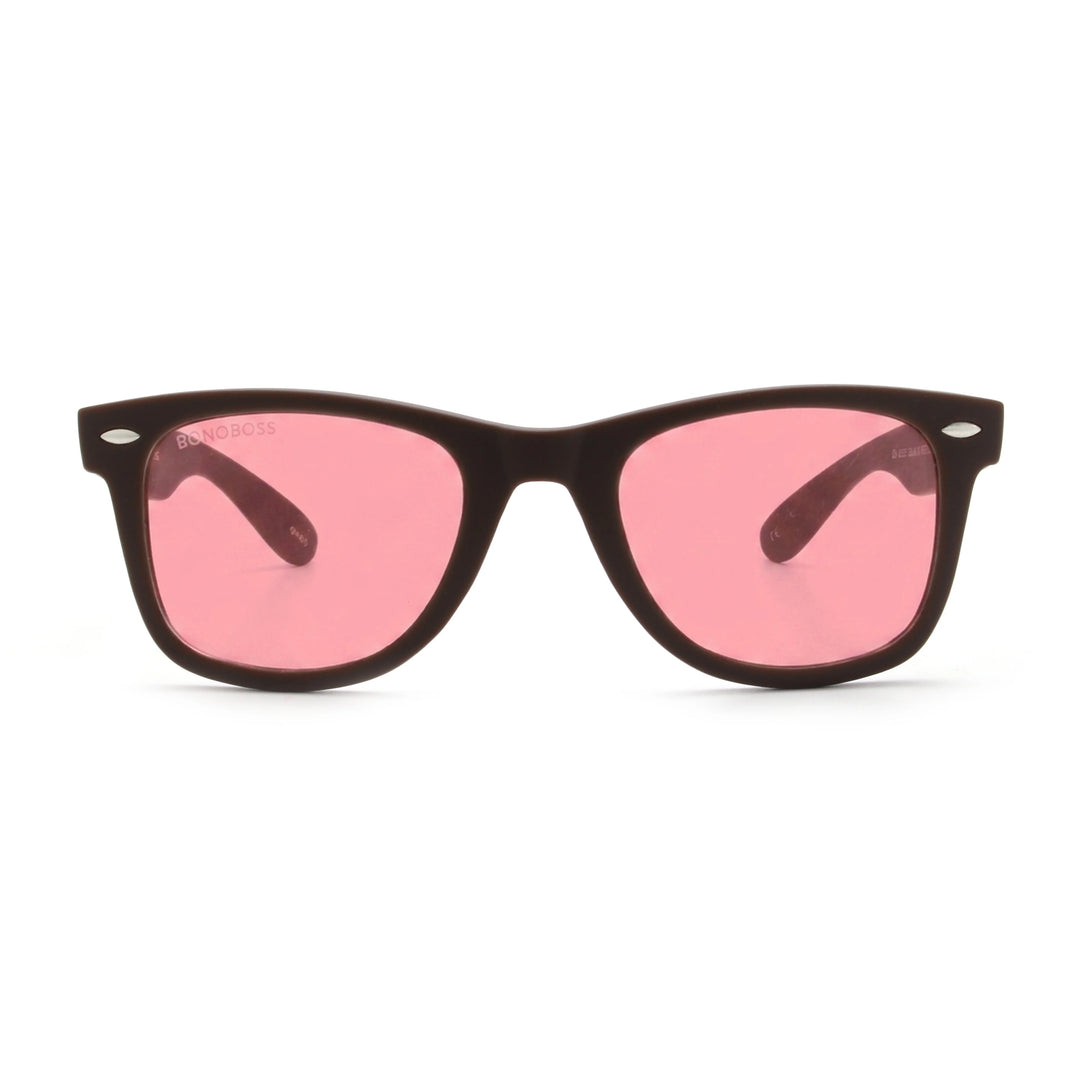 Acacia RPET Café lentes de sol cristal Pink vista frontal unisex madera reciclada #color_pink