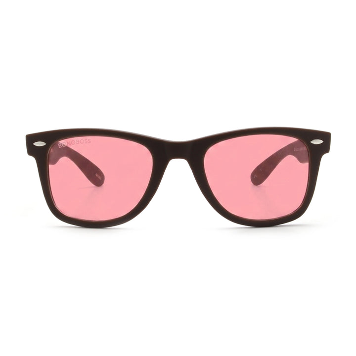 Acacia RPET Café lentes de sol cristal Pink vista frontal unisex madera reciclada #color_pink