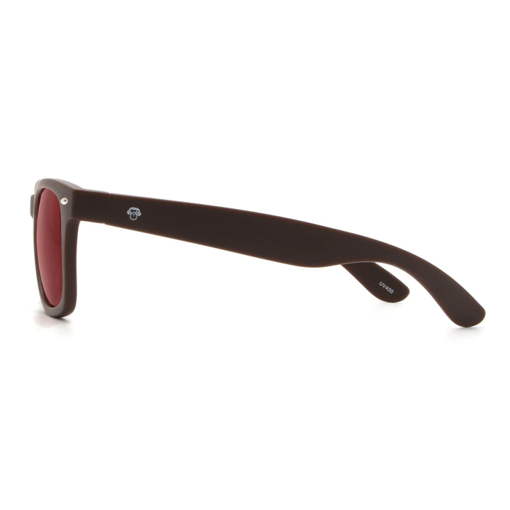 Acacia RPET Café lentes de sol cristal Rojo vista lateral unisex madera reciclada #color_rojo