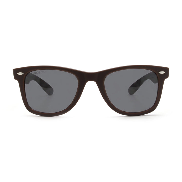 Acacia RPET Café lentes de sol cristal Smoke vista frontal unisex madera reciclada #color_negro
