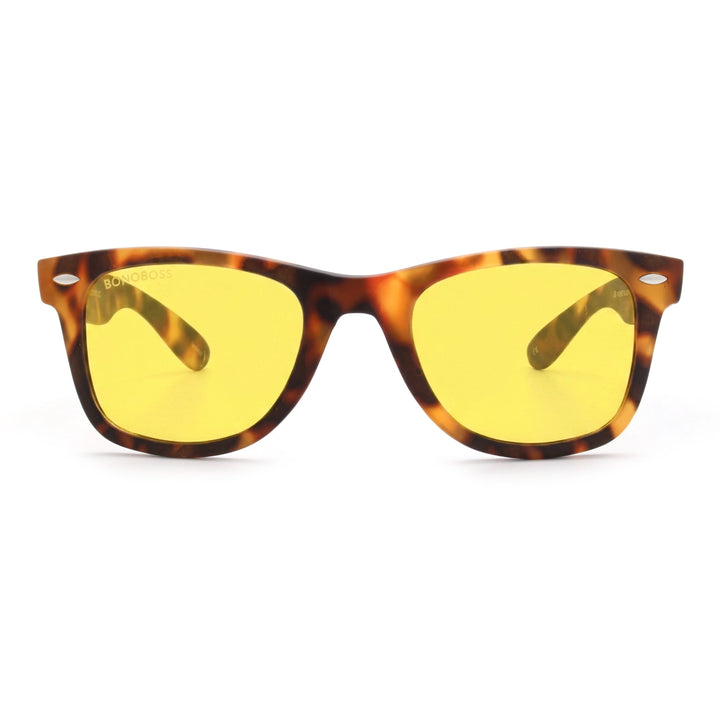 Acacia RPET Carey lentes de sol cristal Amarillo vista frontal unisex madera reciclada #color_amarillo