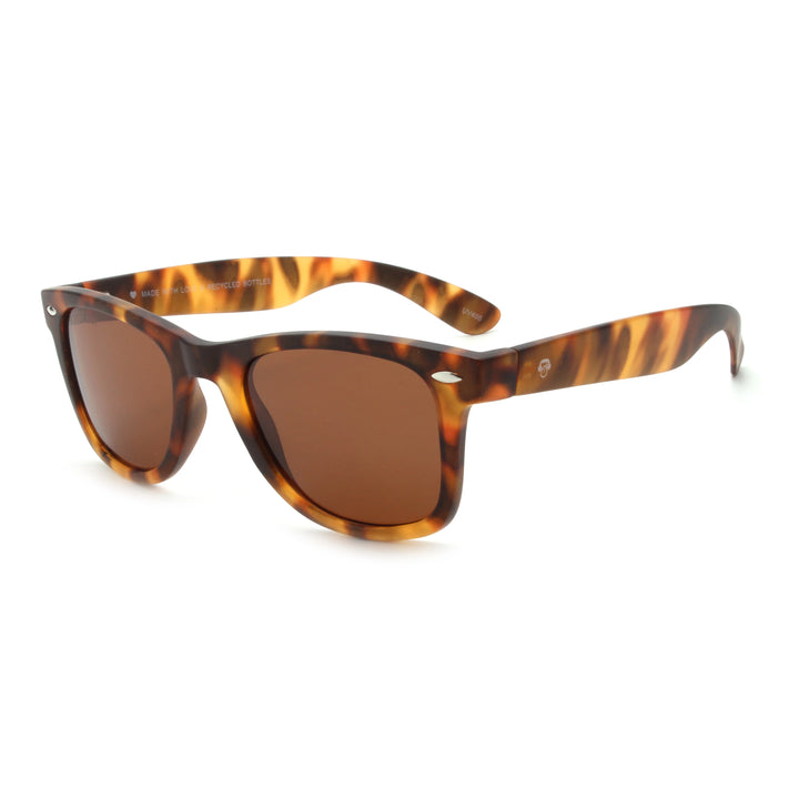 Acacia RPET Carey lentes de sol cristal Brown vista tres cuartos unisex madera reciclada #color_brown