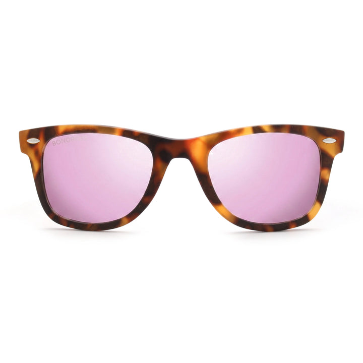 Acacia RPET Carey lentes de sol cristal Espejado Pink vista frontal unisex madera reciclada #color_espejado-pink