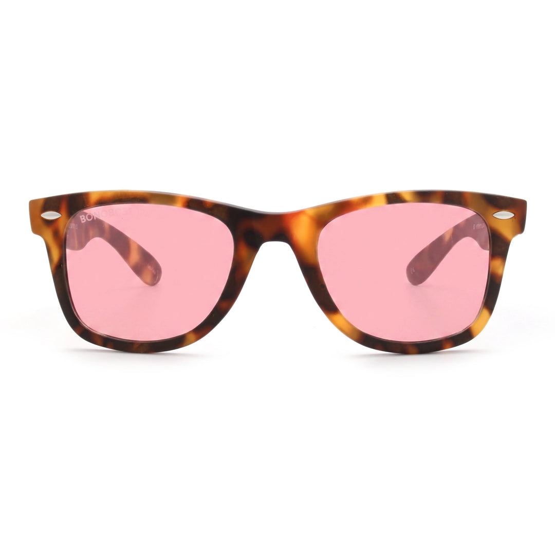 Acacia RPET Carey lentes de sol cristal Pink vista frontal unisex madera reciclada #color_pink