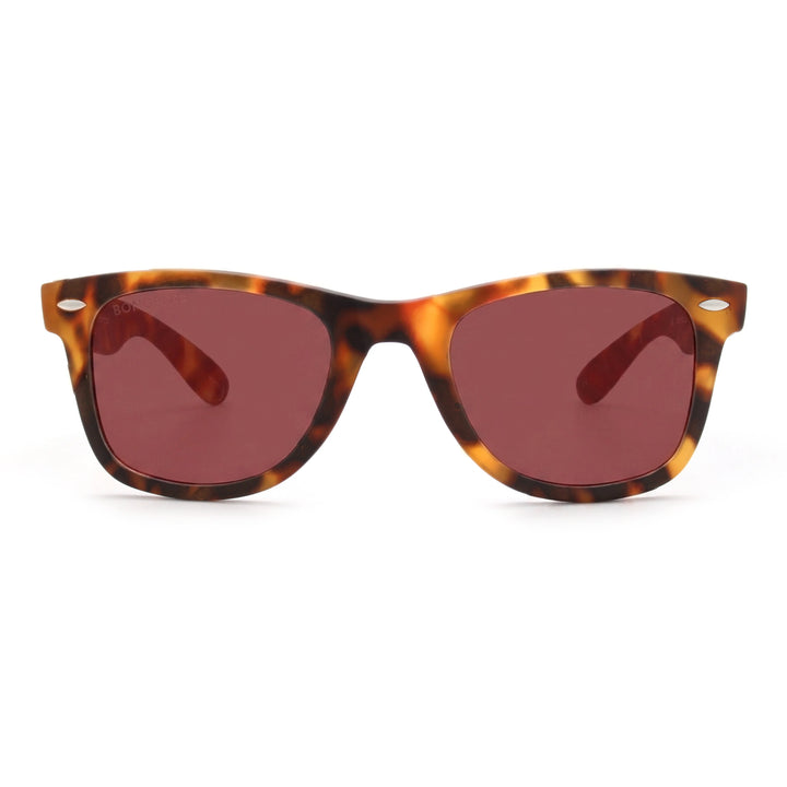 Acacia RPET Carey lentes de sol cristal Rojo vista frontal unisex madera reciclada #color_rojo