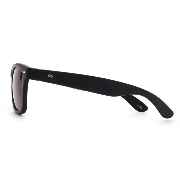 Acacia RPET Negro lentes de sol cristal Brown vista lateral unisex madera reciclada #color_brown