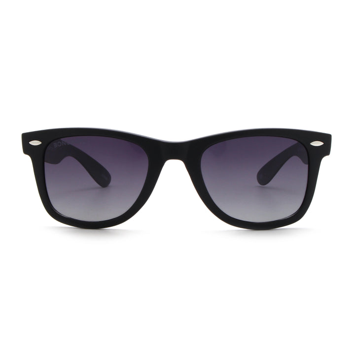 Acacia RPET Negro lentes de sol cristal Gradiente Gris vista frontal unisex madera reciclada #color_gradiente-gris
