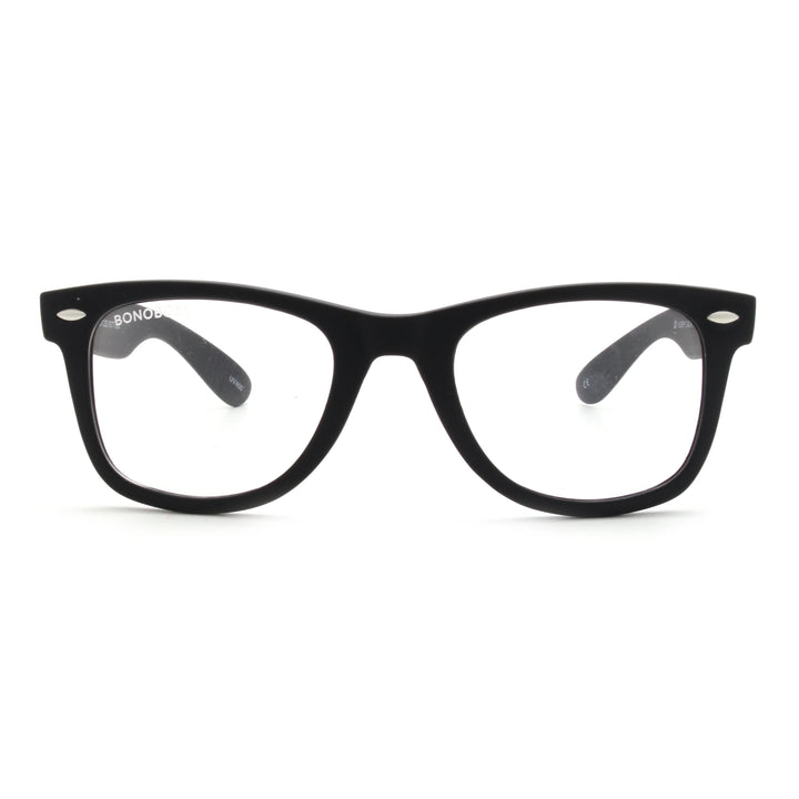 Acacia RPET Negro lentes de sol demo sin tinte vista frontal unisex madera reciclada #color_demo