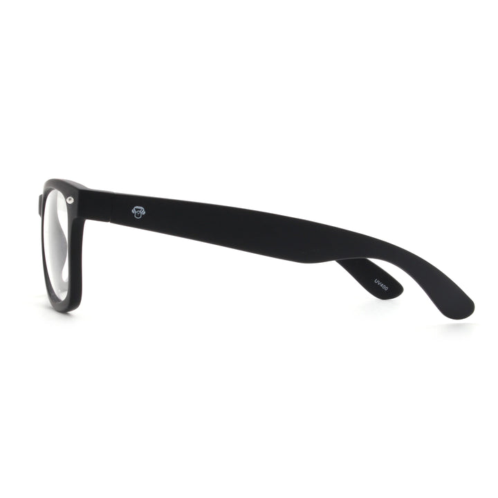 Acacia RPET Negro armazón óptico demo sin tinte vista lateral unisex plástico reciclado #color_negro