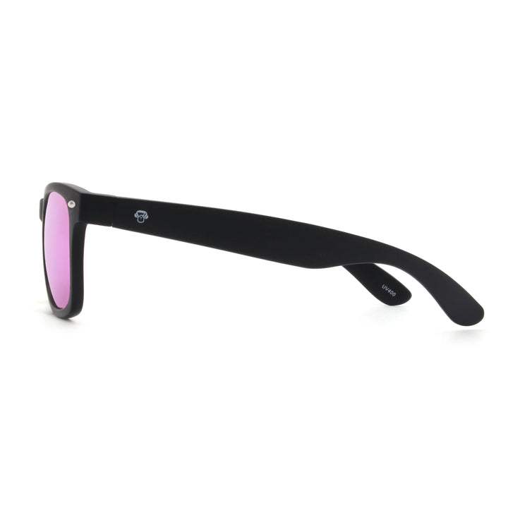 Acacia RPET Negro lentes de sol cristal Espejado Pink vista lateral unisex madera reciclada #color_espejado-pink
