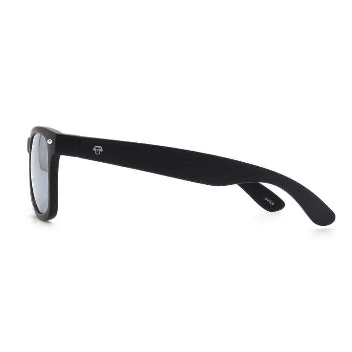 Acacia RPET Negro lentes de sol cristal Espejado Silver vista lateral unisex madera reciclada #color_espejado-silver
