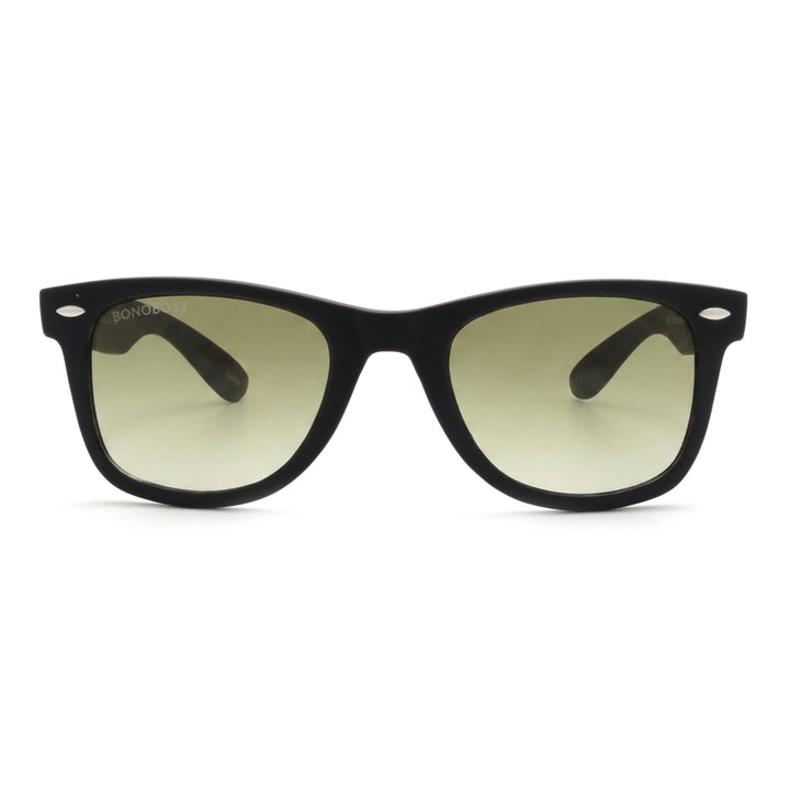 Acacia RPET Negro lentes de sol cristal Gradiente Olive vista frontal unisex madera reciclada #color_gradiente-olive