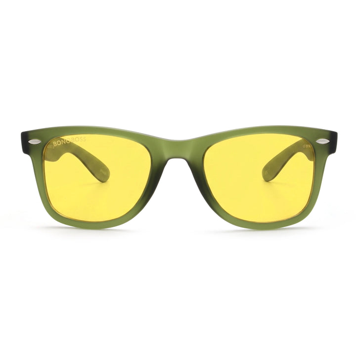 Acacia RPET Olive lentes de sol cristal Amarillo vista frontal unisex madera reciclada #color_amarillo