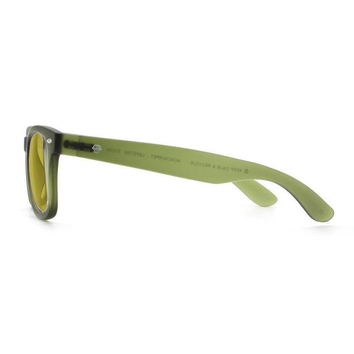 Acacia RPET Olive lentes de sol cristal Amarillo vista lateral unisex madera reciclada #color_amarillo