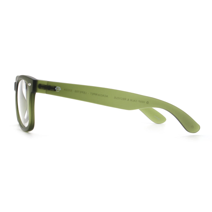Acacia RPET Olive lentes de sol demo sin tinte vista lateral unisex madera reciclada #color_demo
