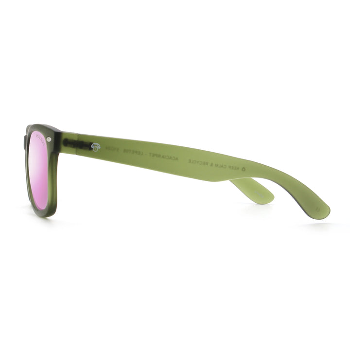 Acacia RPET Olive lentes de sol cristal Espejado Pink vista lateral unisex madera reciclada #color_espejado-pink