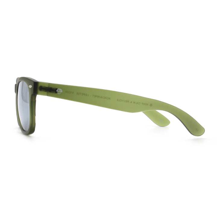 Acacia RPET Olive lentes de sol cristal Espejado Silver vista lateral unisex madera reciclada #color_espejado-silver