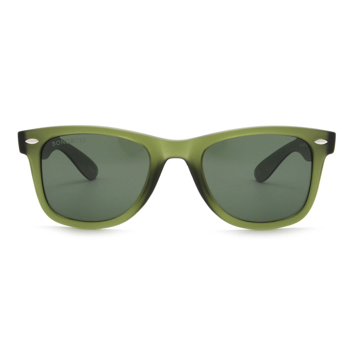 Acacia RPET Olive lentes de sol cristal G15 vista frontal unisex madera reciclada #color_g15