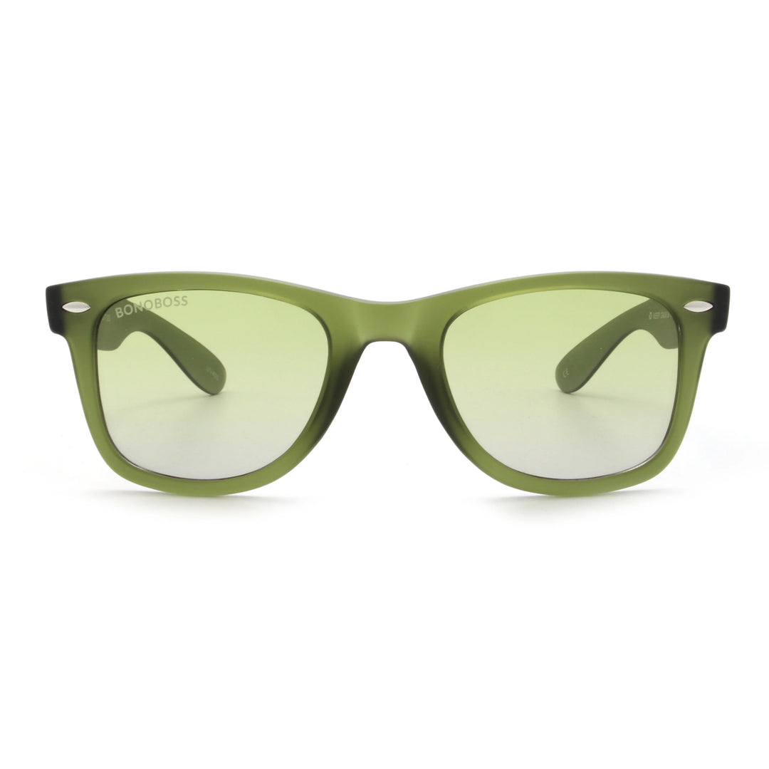 Acacia RPET Olive lentes de sol cristal Olive Light vista frontal unisex madera reciclada #color_olive-light