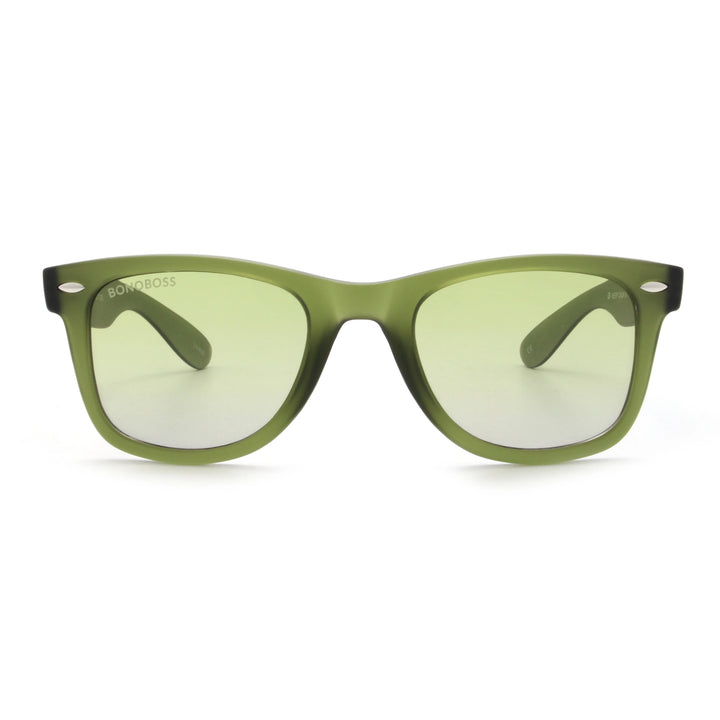 Acacia RPET Olive lentes de sol cristal Olive Light vista frontal unisex madera reciclada #color_olive-light