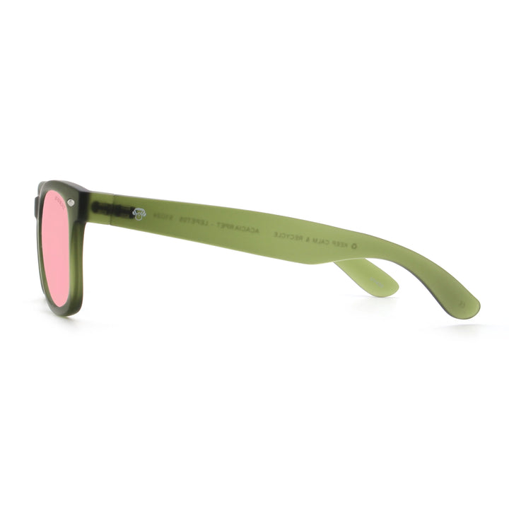 Acacia RPET Olive lentes de sol cristal Pink vista lateral unisex madera reciclada #color_pink