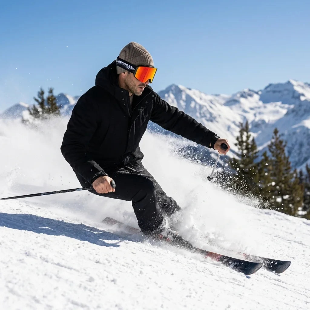 Bonoboss Antiparra Magnet Powder Talla L Rojo - skier action descenso cordillera #editorial_lifestyle1 #color_rojo