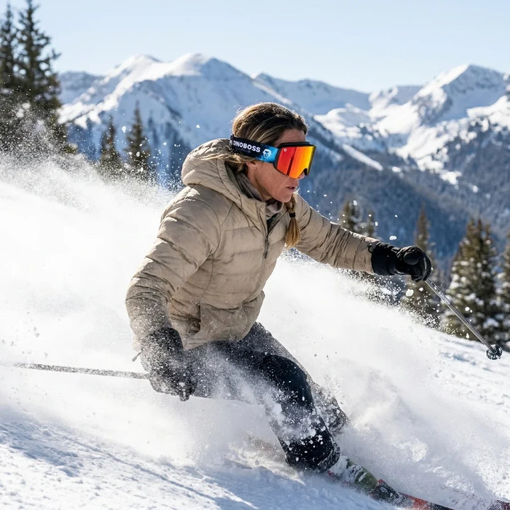 Bonoboss Antiparra Magnet Powder Talla M Rojo - skier action descenso cordillera #editorial_lifestyle1 #color_rojo