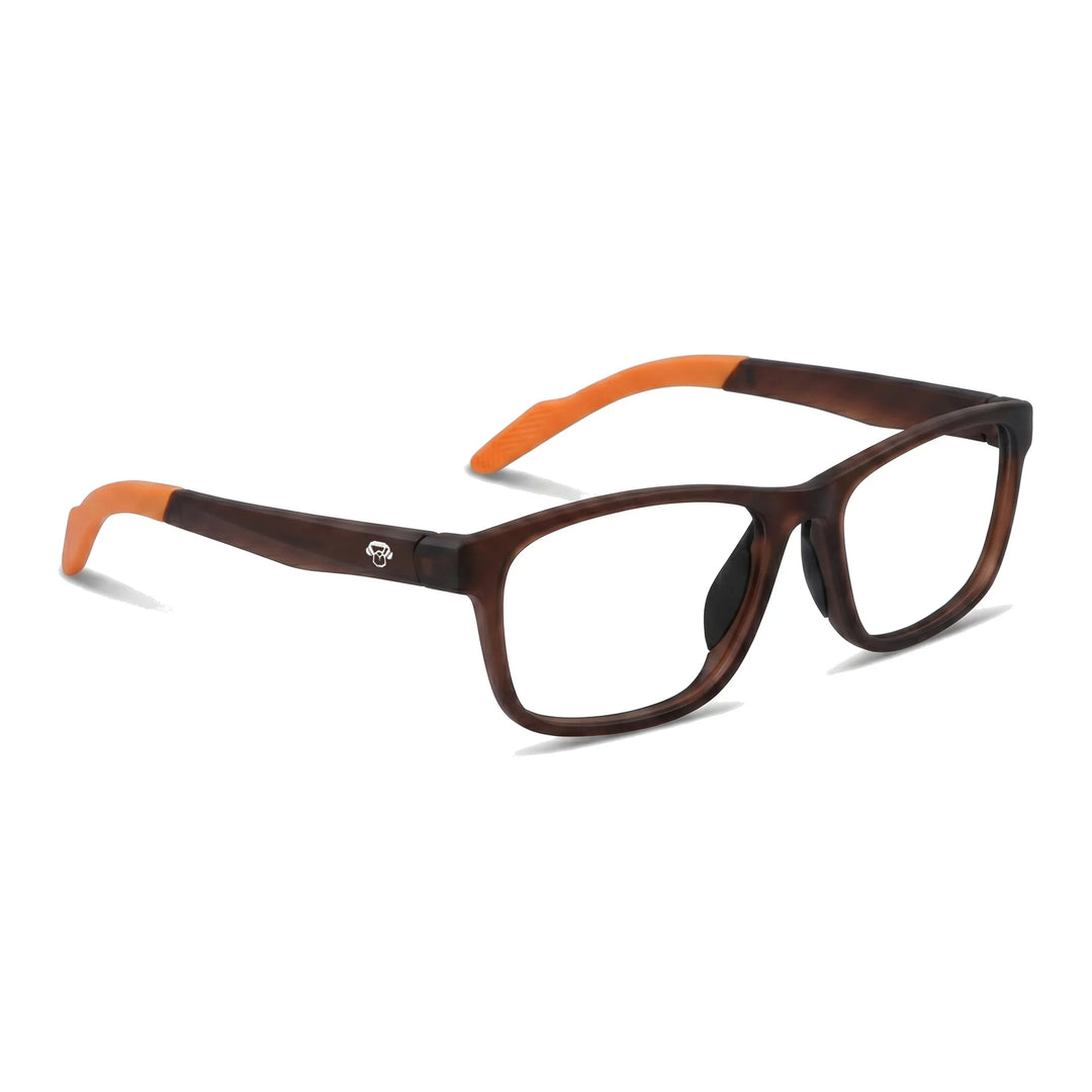 Lentes ópticos deportivos Bonoboss Bryant Naranjo vista tres cuartos armazón TR90 #editorial_angulo45 #color_naranjo