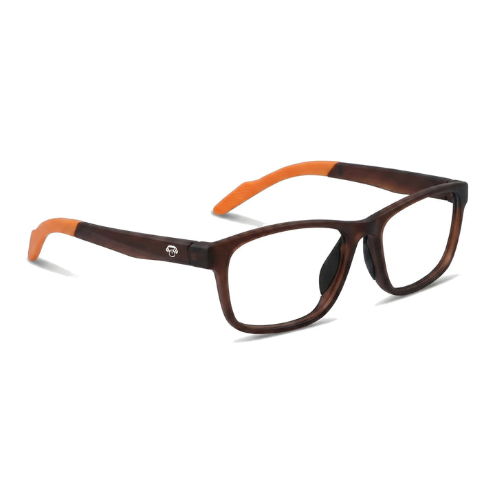 Lentes ópticos deportivos Bonoboss Bryant Naranjo vista tres cuartos armazón TR90 #editorial_angulo45 #color_naranjo