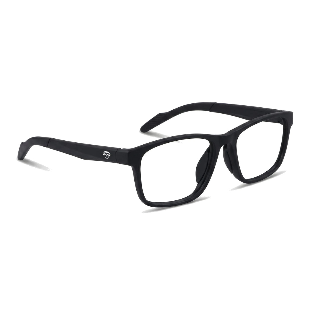 Lentes ópticos deportivos Bonoboss Bryant Negro vista tres cuartos armazón TR90 básquetbol #editorial_angulo45 #color_negro