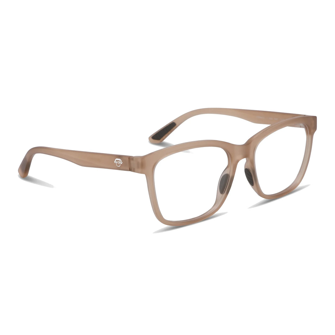 Lentes ópticos deportivos Bonoboss Comaneci Café armazón TR90 vista tres cuartos para gimnasia #editorial_angulo45 #color_champagne