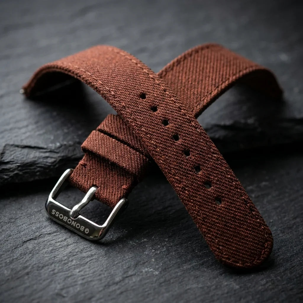 Bonoboss Correa Ultra Thin Nylon 22mm Cafe - macro textura material natural (v2) #editorial_ctx_macro_texture_v2 #color_cafe