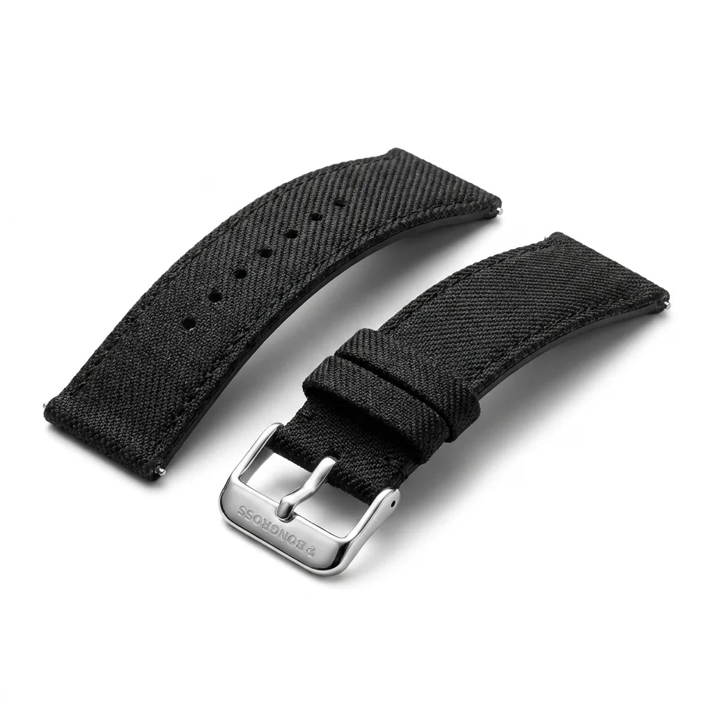 Bonoboss Correa Ultra Thin Nylon 22mm Negro - vista 3/4 oblicua #editorial_wb_3qtr #color_negro
