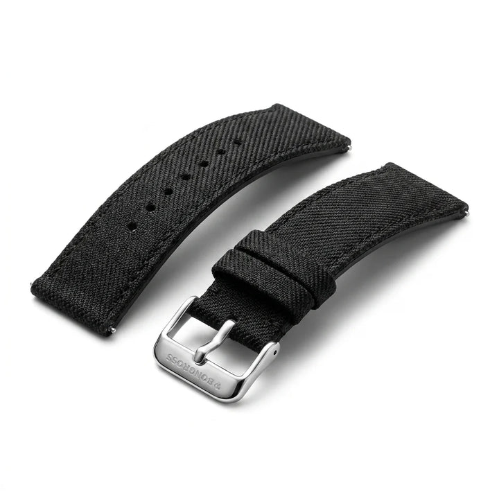Bonoboss Correa Ultra Thin Nylon 22mm Negro - vista 3/4 oblicua #editorial_wb_3qtr #color_negro